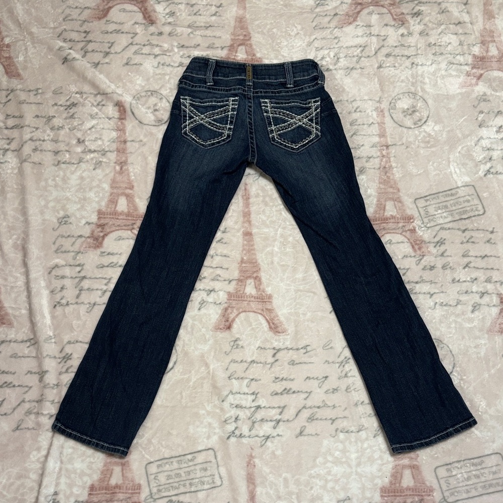 Ariat Dark Blue Flare Jeans/ Boot Cut with Contrasting Stitching - Picture 3 of 3